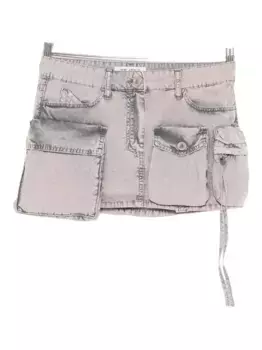 Мини-юбка из хлопка с карманами The Attico, серый