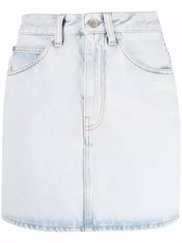 Мини-юбка из вареного денима Off-White, синий