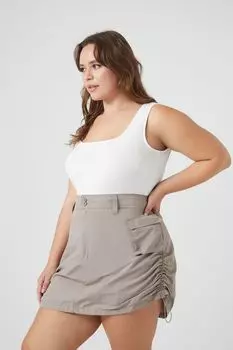 Мини-юбка карго с завязками больших размеров Forever 21, серо-коричневый