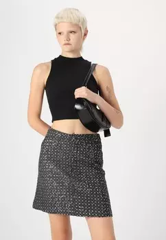 Мини-юбка PCROBERTA MINI SKIRT Pieces, серый