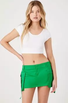 Мини-юбка с карманами-карго Forever 21, зеленый