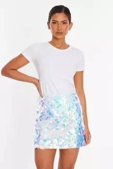 Мини-юбка с переливающимися дисками и пайетками QUIZ Clothing