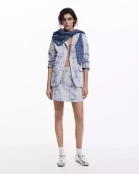 Мини-юбка с потертостями Desigual, синий