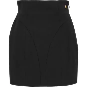 Мини-юбка с высокой талией BALMAIN, черный