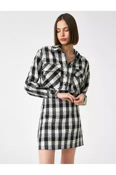 Мини-юбка в клетку Koton, черный