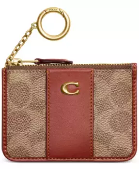 Мини-визитница Essential для ID-карт из фирменного лакированного полотна Signature COACH, коричневый/бежевый
