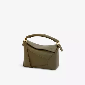 Миниатюрная кожаная сумка через плечо Puzzle Edge Loewe, зеленый