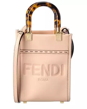 Миниатюрная кожаная сумка-тоут FENDI Sunshine, розовый