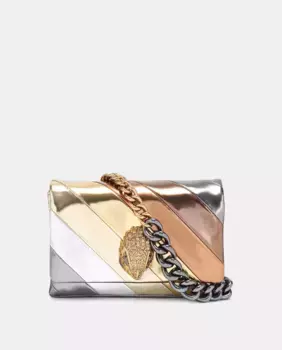 Миниатюрная сумка через плечо Kensington Long Flap из металлизированной кожи Kurt Geiger, мультиколор