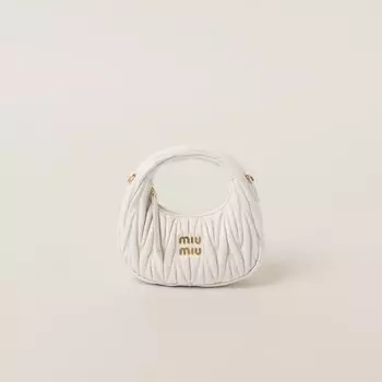 Миниатюрная сумка-хобо Wander из стеганой наппы Miu Miu, белый