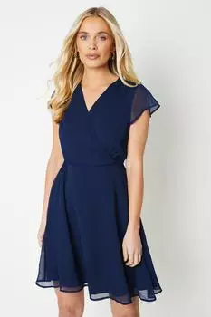 Миниатюрное мини-платье с запахом Debenhams, темно-синий