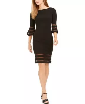 Миниатюрное платье-футляр с иллюзионной отделкой Calvin Klein, черный