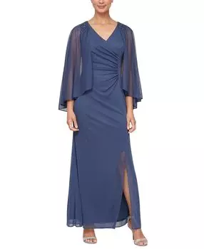 Миниатюрное платье-накидка с рюшами SL Fashions, фиолетовый