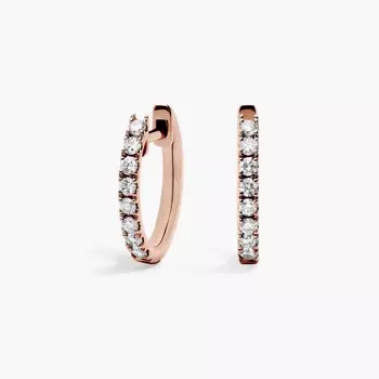 Миниатюрные серьги-кольца Huggie Hoop с бриллиантами из 14-каратного розового золота (1/4 карата) Blue Nile