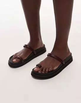 Минималистичные сандалии Topshop Josh на плоской подошве бордового цвета