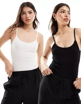 Miss Selfridge — комплект из 2 черно-белых купальников с открытой спиной на бретельках