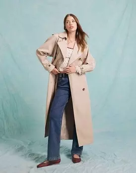 Miss Selfridge – плащ макси цвета Steinbeige