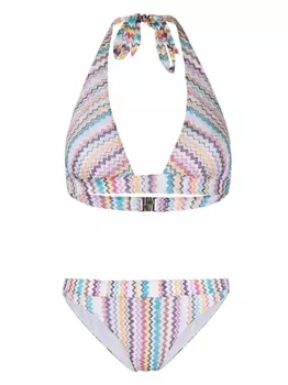 Missoni бикини с вырезом халтер и узором зигзаг, белый