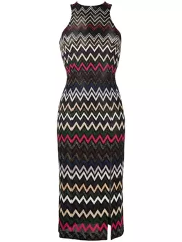 Missoni платье миди с узором зигзаг, черный