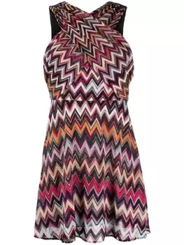Missoni платье миди с узором зигзаг, розовый