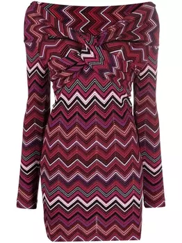Missoni платье мини с драпировкой и узором зигзаг, черный