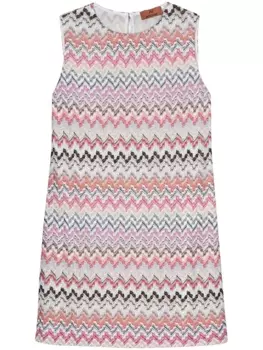 Missoni платье мини с узором зигзаг, розовый