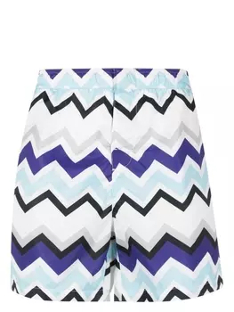 Missoni плавки-шорты с узором зигзаг, белый