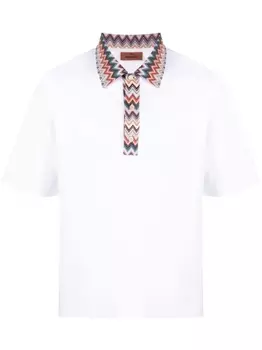 Missoni рубашка поло с узором шеврон, белый