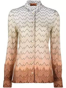 Missoni рубашка с узором зигзаг и эффектом градиента, нейтральный цвет