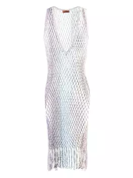 Missoni сетчатое платье макси с эффектом металлик, синий