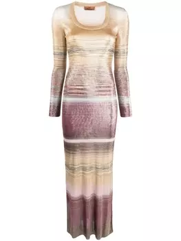 Missoni striped long-sleeve maxi dress, нейтральный цвет