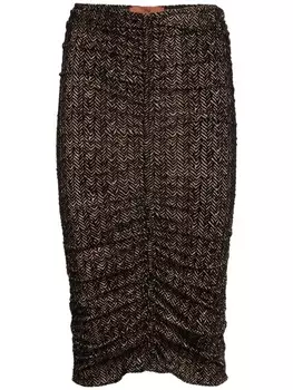 Missoni юбка миди Zigzag из тюля со сборками, коричневый