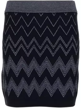 Missoni юбка мини с эффектом металлик и узором зигзаг, синий