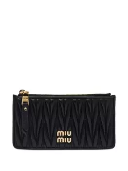 Miu Miu стеганый кошелек с логотипом, черный