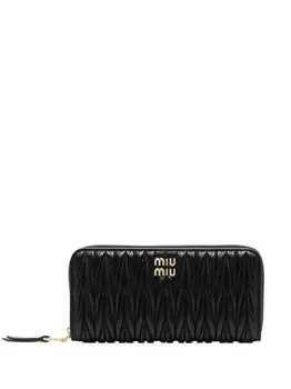 Miu Miu стеганый кошелек с логотипом, черный
