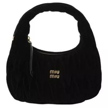 MIU MIU Сумка-полумесяц Wander Series Velvet, сумка-хобо, сумка через плечо, женская сумка, черная