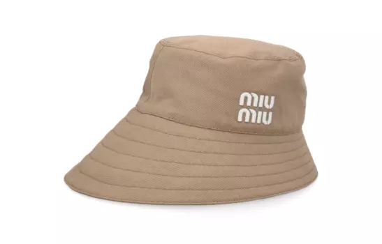 MIU MIU Женская хлопковая панама коричневого цвета