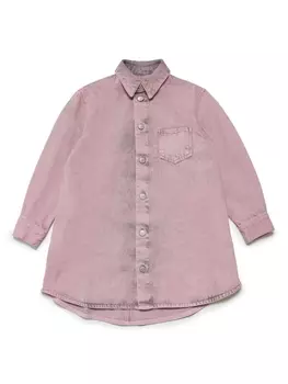 MM6 Maison Margiela Kids джинсовая рубашка с эффектом потертости, розовый