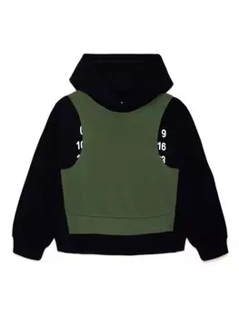 MM6 Maison Margiela Kids многослойная хлопковая толстовка с капюшоном, черный