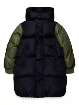 MM6 Maison Margiela Kids стеганое пальто в стиле колор-блок, синий