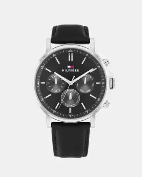 Многофункциональные черные кожаные мужские часы Tyson 1710586 Tommy Hilfiger, черный