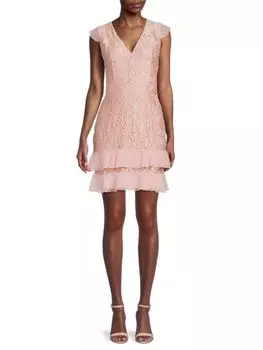 Многоярусное кружевное мини-платье Sam Edelman Blush