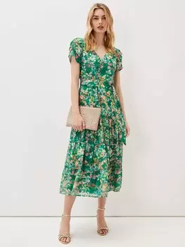 Многоярусное платье-миди Phase Eight Morven, Зеленый/Мульти