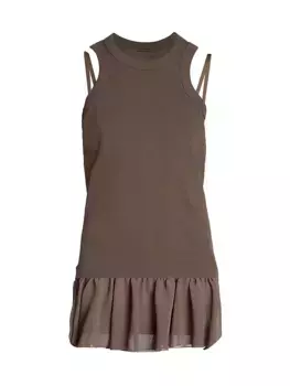 Многослойная хлопковая майка Sacai, коричневый