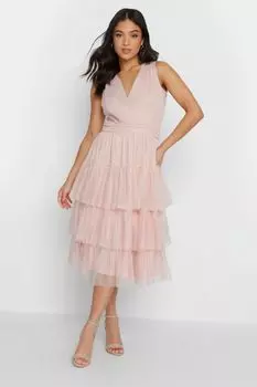Многослойное платье с рюшами PixieGirl Petite, розовый