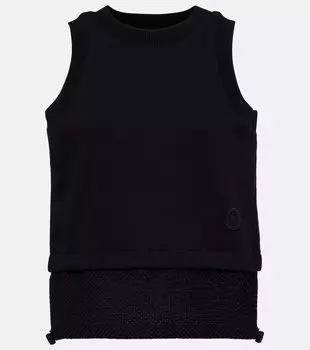 Многослойный хлопковый топ Moncler, 999 - Black