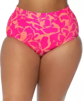 Модные плавки с принтом и утягивающим эффектом Plus Island Raisins Curve, розовый