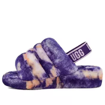 Модные сандалии пушистые да слайд мрамор Ugg, фиолетовый