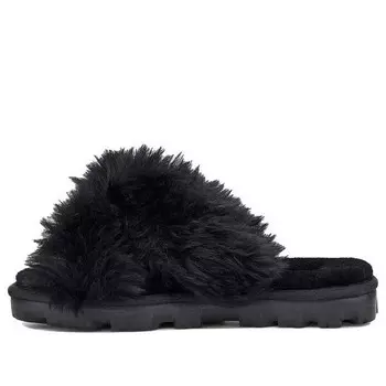 Модные сандалии, пушистые тапочки Ugg, черный