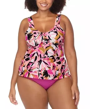 Модный топ танкини Rimini Twist-Front размера Plus и плавки бикини Costa с рюшами Raisins Curve, черный